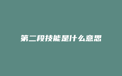 第二段技能是什么意思是什么意思是什么