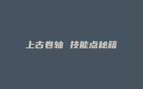 上古卷轴 技能点秘籍