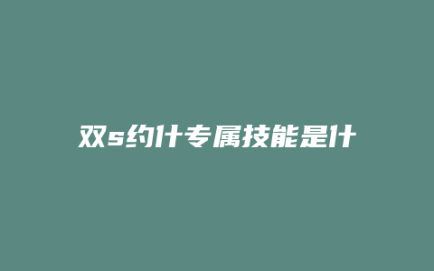 双s约什专属技能是什么