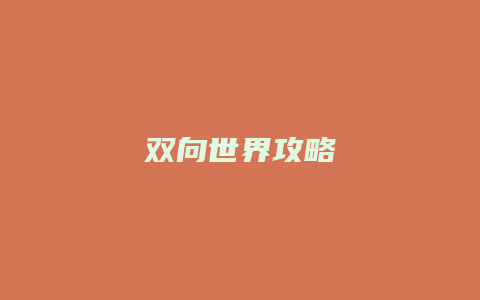 双向世界攻略