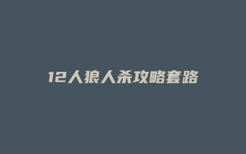 12人狼人杀攻略套路