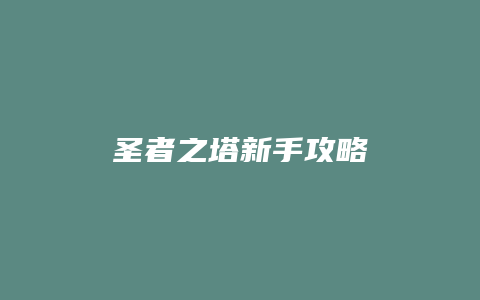 圣者之塔新手攻略