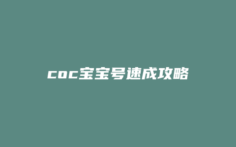 coc宝宝号速成攻略