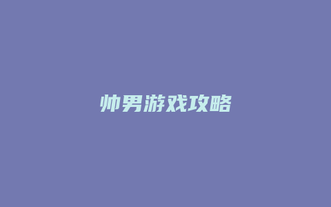 帅男游戏攻略