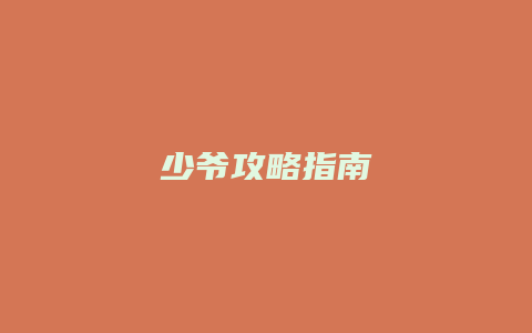 少爷攻略指南