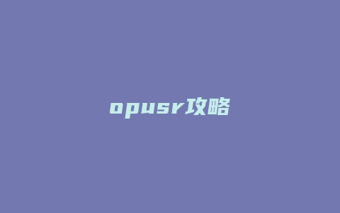 opusr攻略