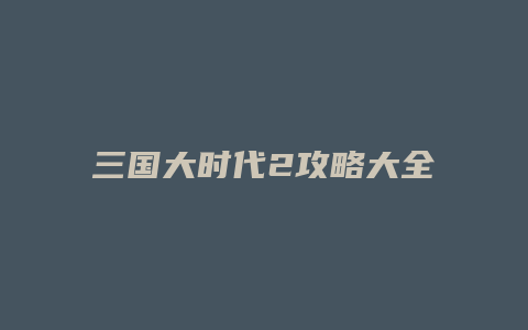 三国大时代2攻略大全