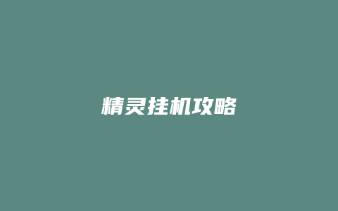 精灵挂机攻略