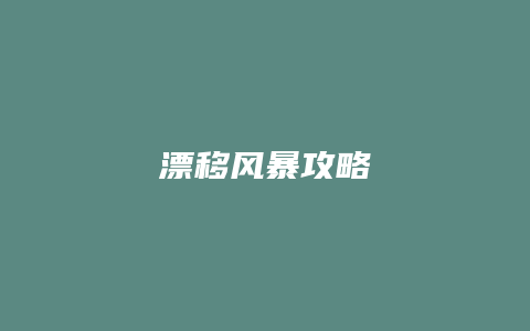 漂移风暴攻略