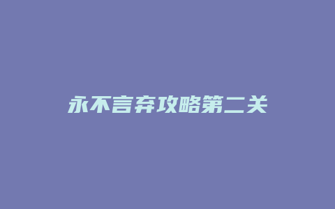 永不言弃攻略第二关