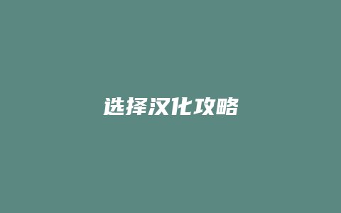 选择汉化攻略