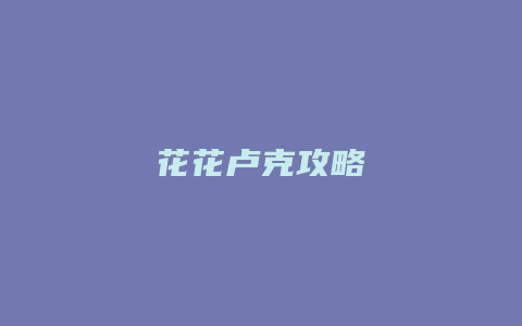 花花卢克攻略