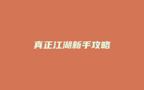 真正江湖新手攻略