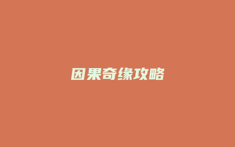 因果奇缘攻略