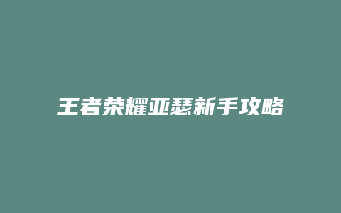 王者荣耀亚瑟新手攻略