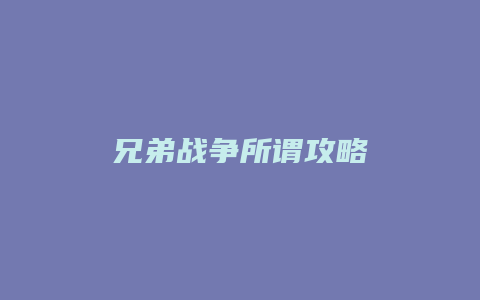 兄弟战争所谓攻略