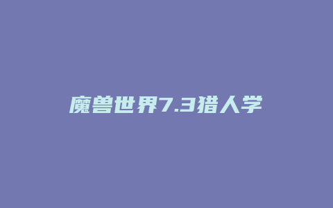 魔兽世界7.3猎人学什么技能